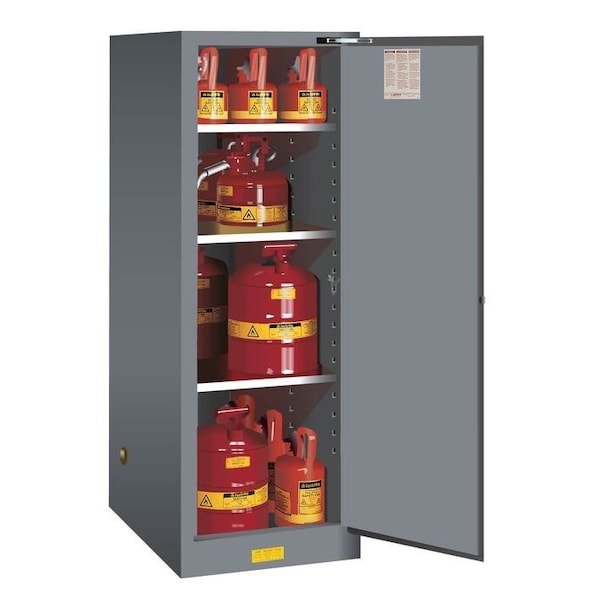 Justrite 54 gal, 3 Shelves, 18-Gauge Steel, 23.25 in W x 65 in H x 34 in D, Gray 895423 - main